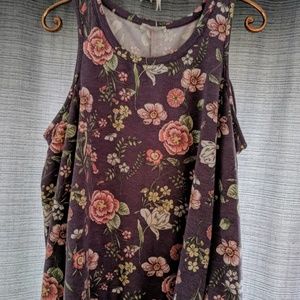 Cold Shoulder Floral Print Sweatshirt